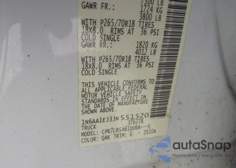 2018 Nissan Titan S из США, поврежденный, VIN 1N6AA1EJ3JN551520